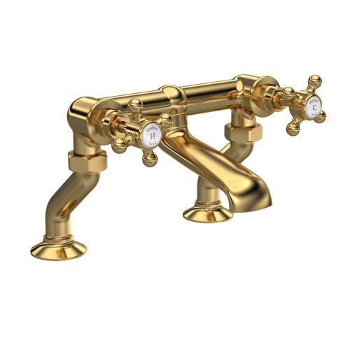 Hudson Reed Brass Topaz With Crosshead Deck Mounted Bath Filler - Brushed Brass (18582)