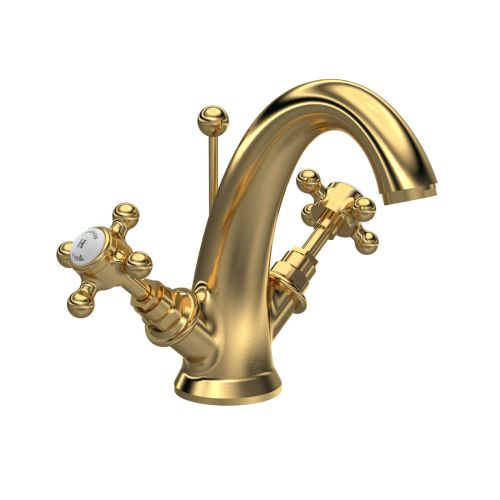 Hudson Reed Brass Topaz With Crosshead Mono Basin Mixer - Brushed Brass (18602)