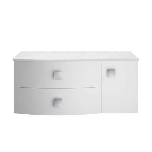 Hudson Reed Sarenna Moon White 1000mm Left Hand Cabinet With Light Grey Marble Top