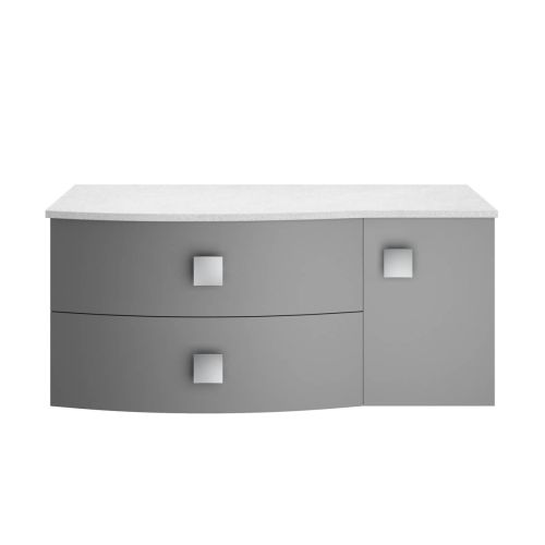 Hudson Reed Sarenna Dove Grey 1000mm Left Hand Cabinet With Light Grey Marble Top