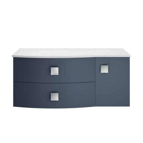 Hudson Reed Sarenna Mineral Blue 1000mm Left Hand Cabinet With Light Grey Marble Top