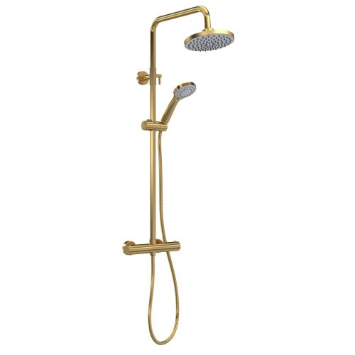 Nuie Round Thermostatic Bar Valve & Shower Kit - Brushed Brass (18662)