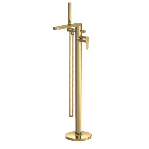 Nuie Arvan Floor Standing Bath Shower Mixer ARV821 - Brushed Brass (13549)