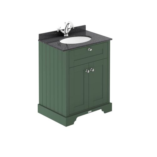 Hudson Reed Traditional Old London Hunter Green 600mm Cabinet & Black Marble Top 1 Tap Hole