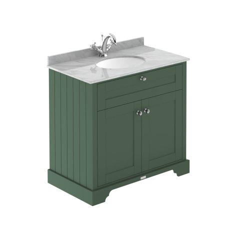 Hudson Reed Traditional Old London Hunter Green 800mm Cabinet & Grey Marble Top 1 Tap Hole