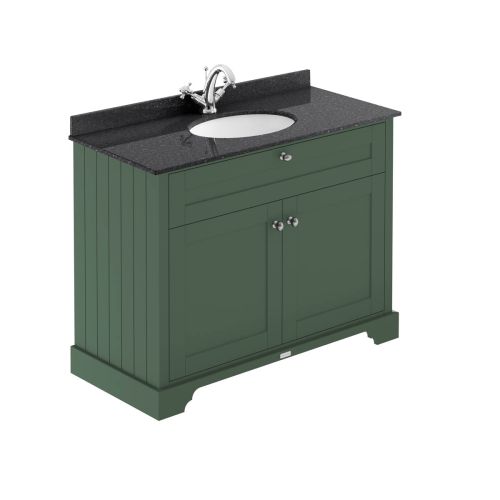 Hudson Reed Traditional Old London Hunter Green 1000mm Cabinet & Black Marble Top 1 Tap Hole