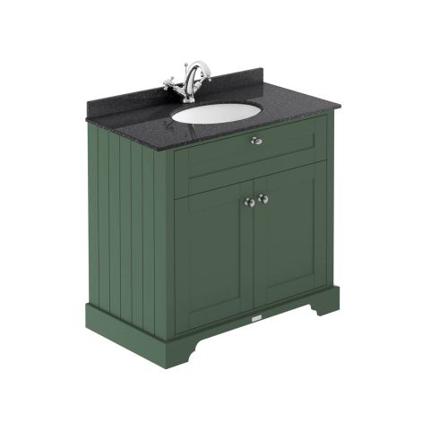 Hudson Reed Traditional Old London Hunter Green 800mm Cabinet & Black Marble Top 1 Tap Hole