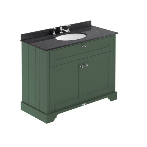 Hudson Reed Traditional Old London Hunter Green 1000mm Cabinet & Black Marble Top 3 Tap Hole