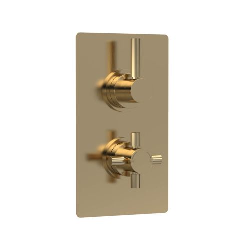 Hudson Reed Tec Pura Twin Thermostatic Shower Valve - Brushed Brass (18751)