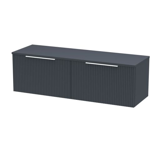 Hudson Reed Fluted 1200mm Wall Mounted 2 Drawer Vanity Unit & Worktop - Satin Anthracite