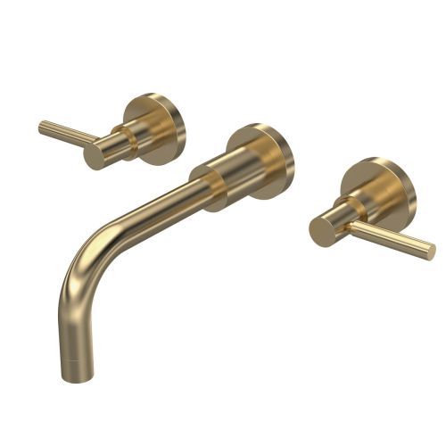 Hudson Reed Tec Lever Wall Mounted Basin Mixer - Brushed Brass (18789)