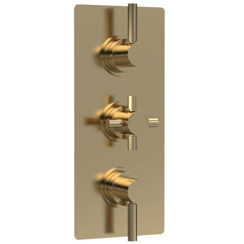 Hudson Reed Tec Pura Triple Thermostatic Shower Valve With Diverter - Brushed Brass (18793)