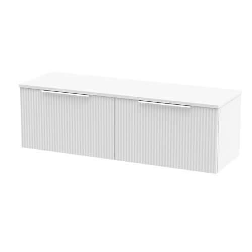 Hudson Reed Fluted 1200mm Wall Mounted 2 Drawer Vanity Unit & Worktop - Satin White