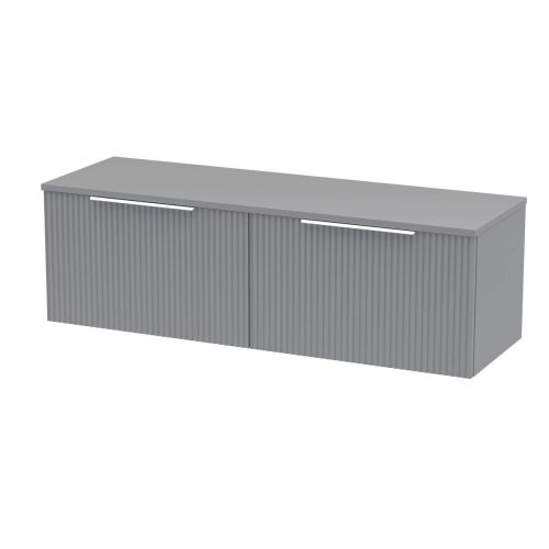 Hudson Reed Fluted 1200mm Wall Mounted 2 Drawer Vanity Unit & Worktop - Satin Grey