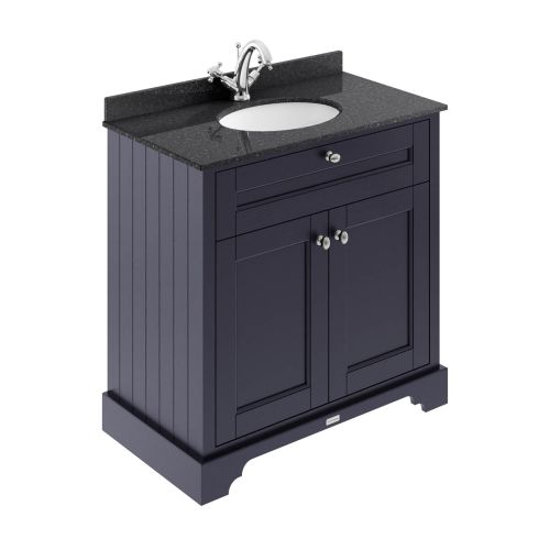 Hudson Reed Traditional Old London Twilight Blue 800mm Cabinet & Black Marble Top 1 Tap Hole