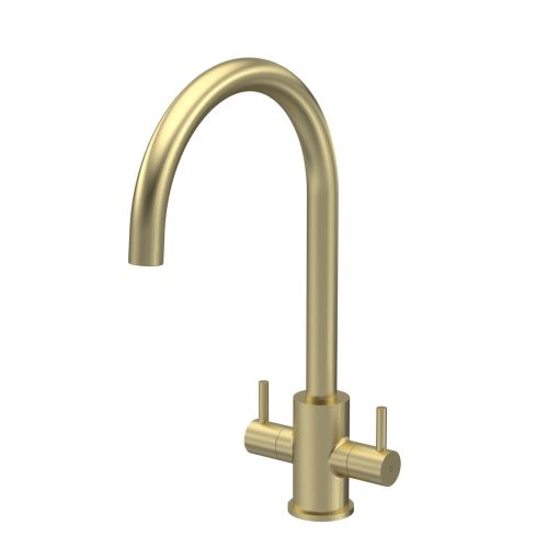Nuie Lachen Mono Dual Lever Kitchen Tap - Brushed Brass (20344)