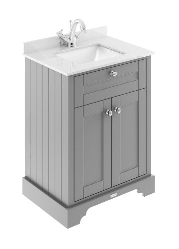 Hudson Reed Traditional Old London Storm Grey 600mm Cabinet & Marble Top 1 Tap Hole
