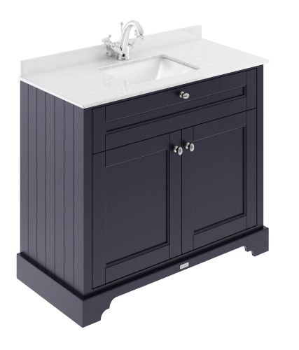 Hudson Reed Traditional Old London Twilight Blue 1000mm Cabinet & Marble Top 1 Tap Hole