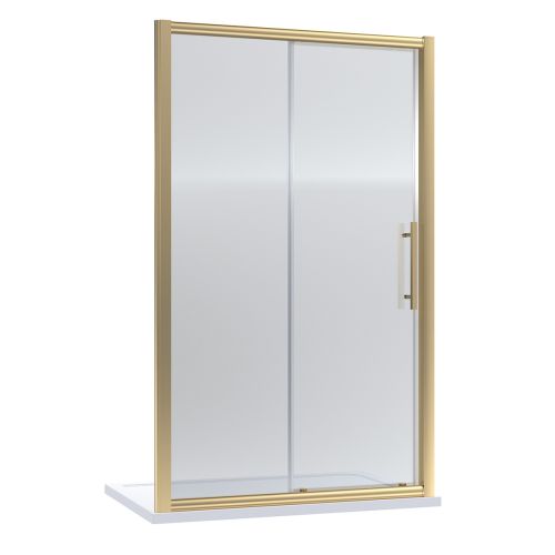 Hudson Reed 1000mm Sliding Shower Door with Square Handle - Brushed Brass