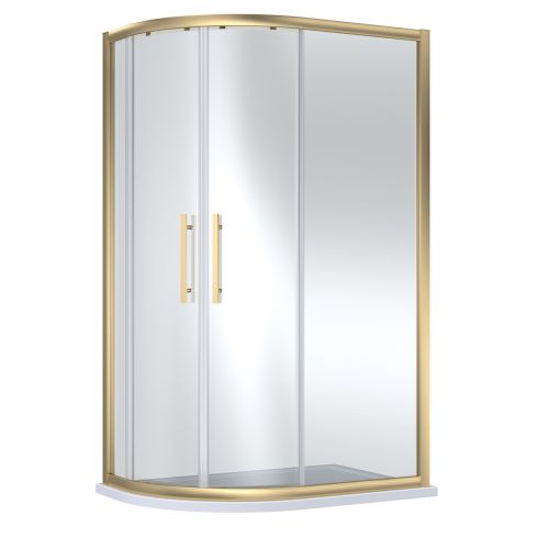 Hudson Reed 1200 x 900mm Offset Quadrant Shower Enclosure with Square Handle - Brushed Brass