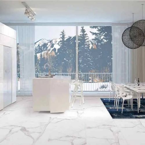 Marmori Carrara Luster 59 x 120cm Poreclain Rectified Tile - 1.44sqm perbox (12784)