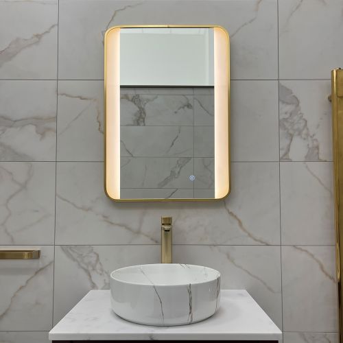 Brushed Brass 700mm x 500mm Frame Mirror with Colour Change (13624)
