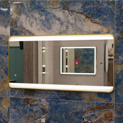 Brushed Brass 1200mm x 600mm Frame Mirror with Colour Change (13625)