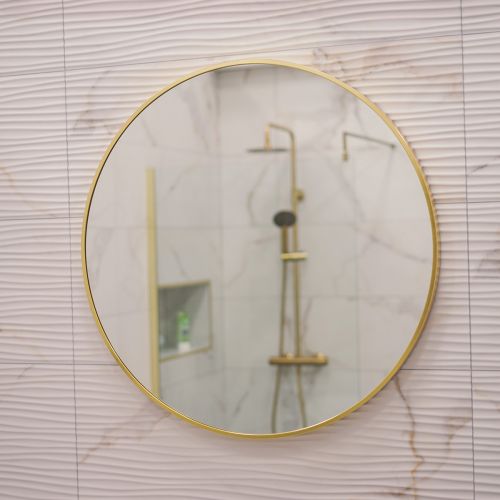 Brushed Brass 800mm x 800mm Plain Round Frame Mirror (13628)