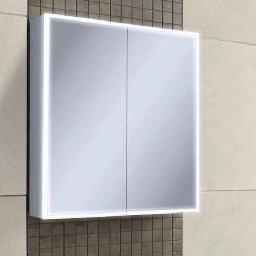 Mia LED Cabinet 600 x 700mm Double Door Demister and Shaver Socket (13627)