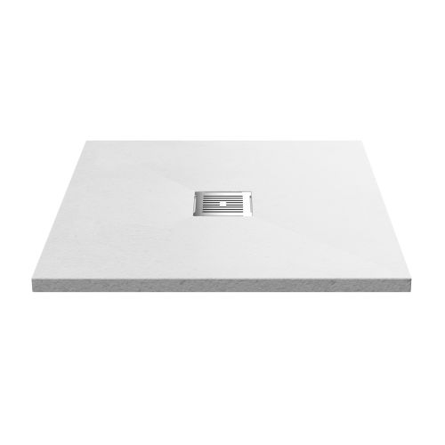 Nuie Pearlstone 800 x 800mm Slate Square Shower Tray - White (16349)