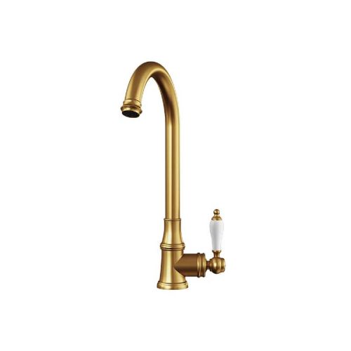 Elect Traditional Style Kitchen Sink Mixer with Swivel Spout & Single Lever - Brushed Gold Finish (10954)