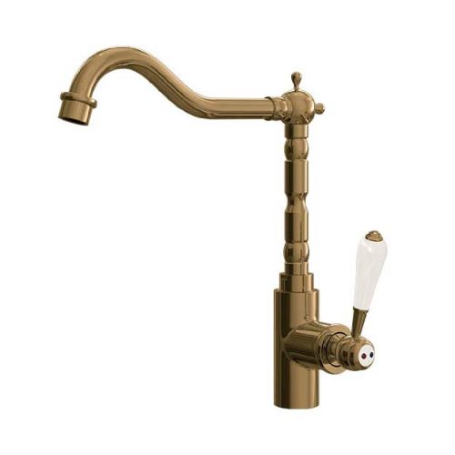 Empire Traditional Style  Kitchen Sink Mixer with Swivel Spout & Single Lever - Brushed Gold (19626)