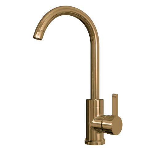 Olona Kitchen Mixer Tap with Swan Neck & Swivel Spout - Gold Finish (19630)