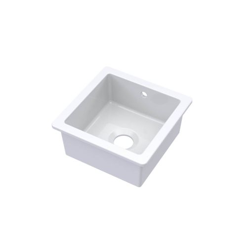 Nuie 457x457x203mm Inset or Undermount Sink with 90mm Central Waste & Overflow - White (20317)