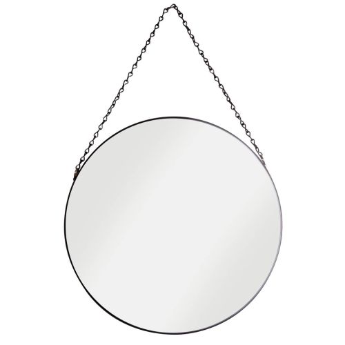 Framed Hanging Circular Mirror - Black (12858)