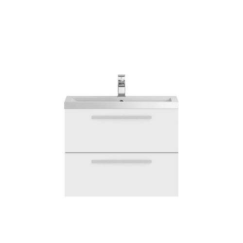 Hudson Reed Quartet 720mm Wall Mounted Vanity Unit & Basin - Gloss White QUA005 (8226)