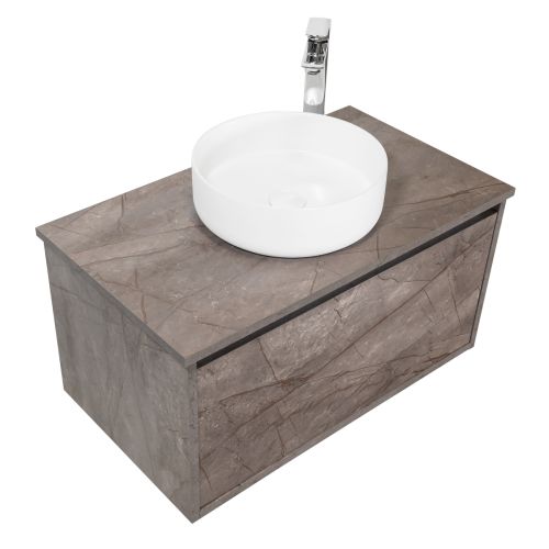 Josef Martin Roma 800mm Wall Mounted 1 Drawer Vanity Unit with Worktop - Marble Gold