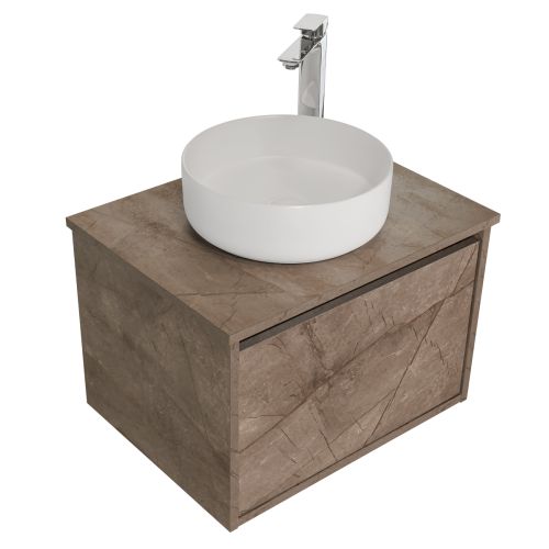 Josef Martin Roma 600mm Wall Mounted 1 Drawer Vanity Unit with Worktop - Marble Gold