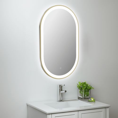 Tablet Brass Frame 800mm x 500mm LED Mirror with Colour Change