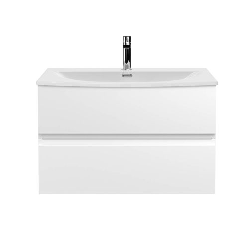 Hudson Reed Urban 800mm Wall Mounted Vanity Unit & Curved Basin - Satin White URB106G (21627)