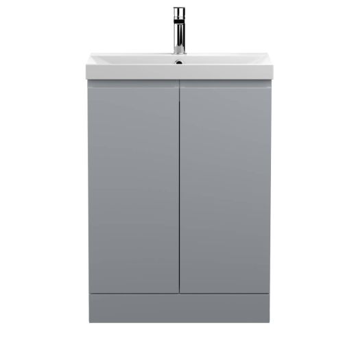 Hudson Reed Urban 600mm Floorstanding Vanity Unit & Thin-Edged Basin - Satin Grey URB208D (21566)