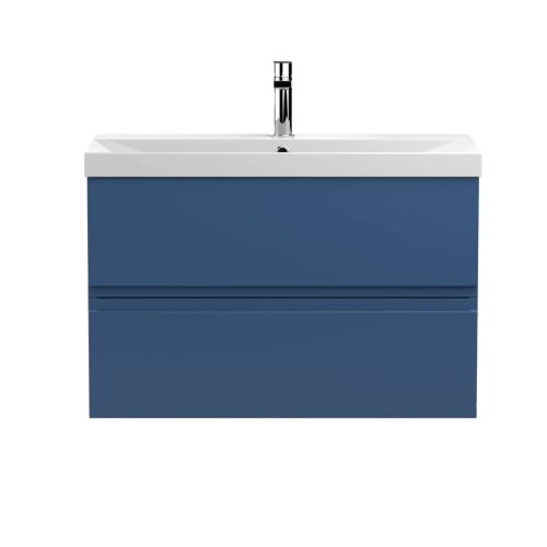 Hudson Reed Urban 800mm Wall Mounted Vanity Unit & Thin-Edged Basin - Satin Blue URB306D (21628)