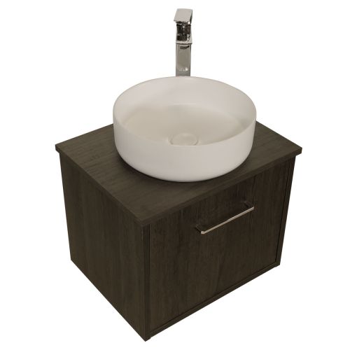 Josef Martin Urbano 500mm Space Saver Wall Mounted 1 Drawer Vanity Unit with Worktop - Roble Azabache