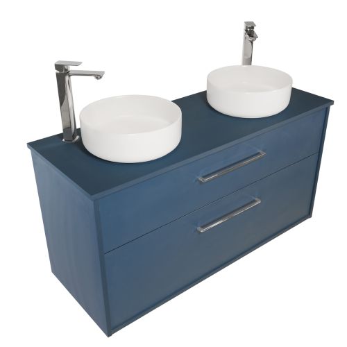 Josef Martin Urbano 1200mm Wall Mounted Vanity Unit with Double Bowl Worktop - Sea Blue