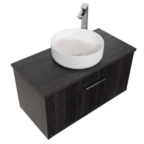 Josef Martin Urbano 800mm Space Saver Wall Mounted 1 Drawer Vanity Unit with Worktop - Roble Azabache