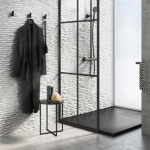 Veloce Duo 1000 x 800mm Rectangle Slate Shower Tray - Black (13596)