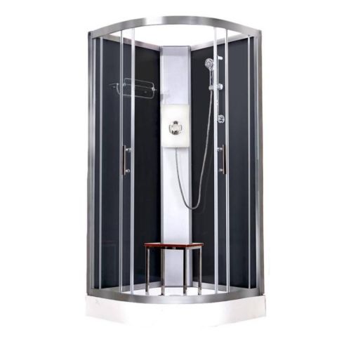 Vidalux Pure Electric 1000mm Shower Cabin Black - Lux White 8.5KW (20256)