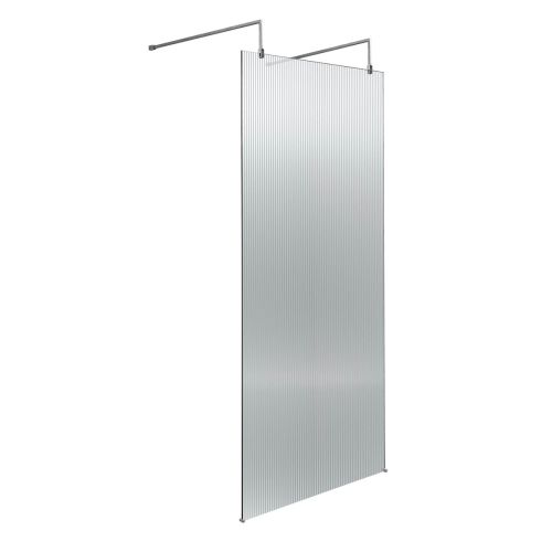 Hudson Reed 800mm Fluted Wetroom Screen with Arms & Feet - Chrome