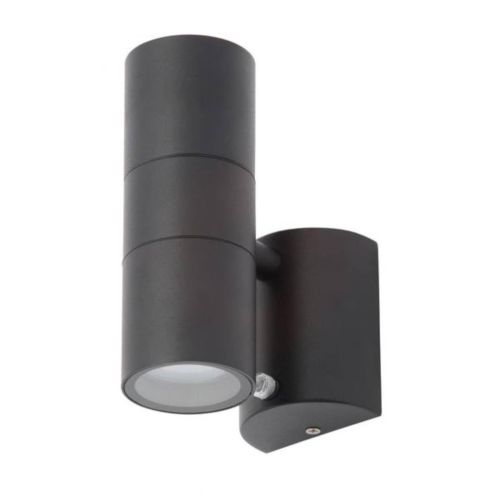 Forum Zinc ZN-34022-BLK Leto Twin Up/Down Wall Light with Photocell - Black (20553)