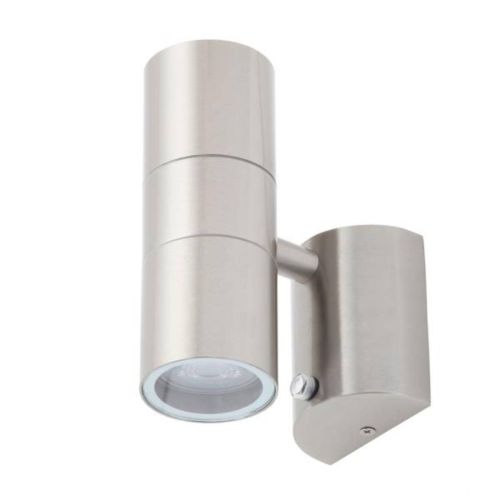 Forum Zinc ZN-34022-SST Leto Twin Up/Down Wall Light with Photocell - Stainless Steel (20552)